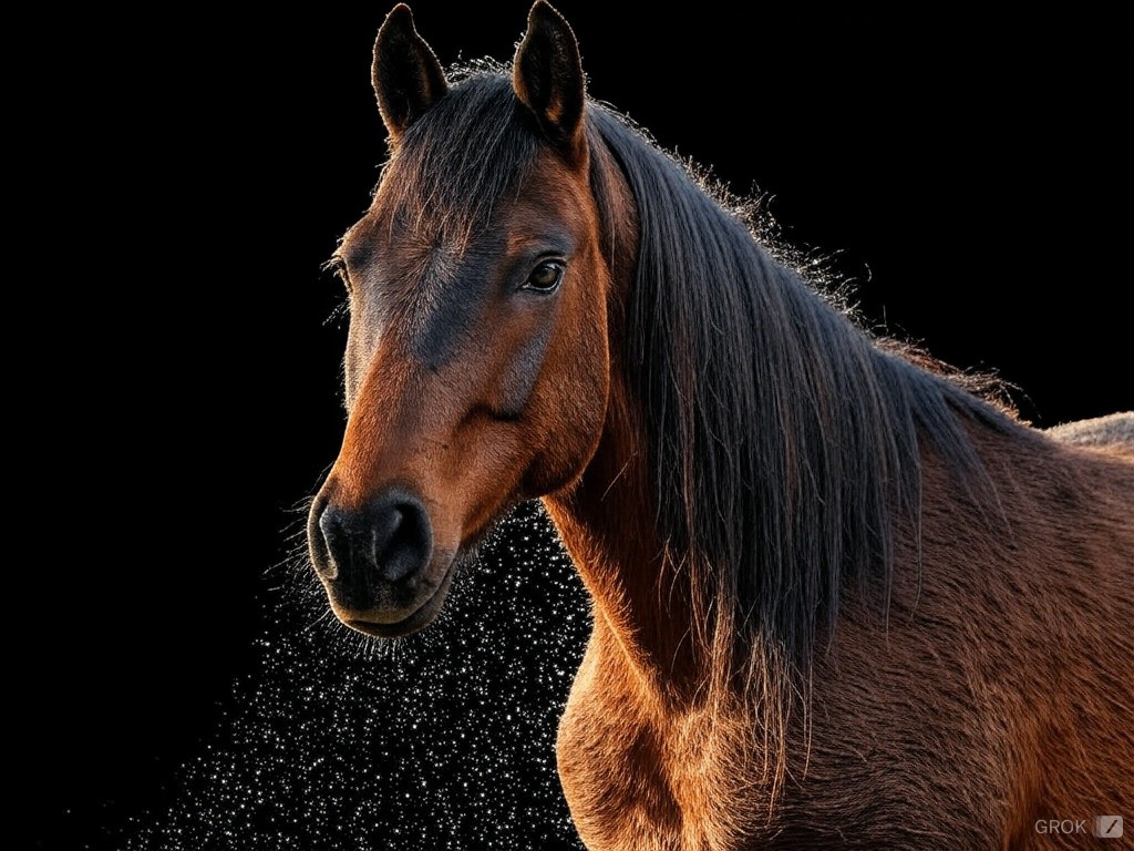 dark brown horse looking at you