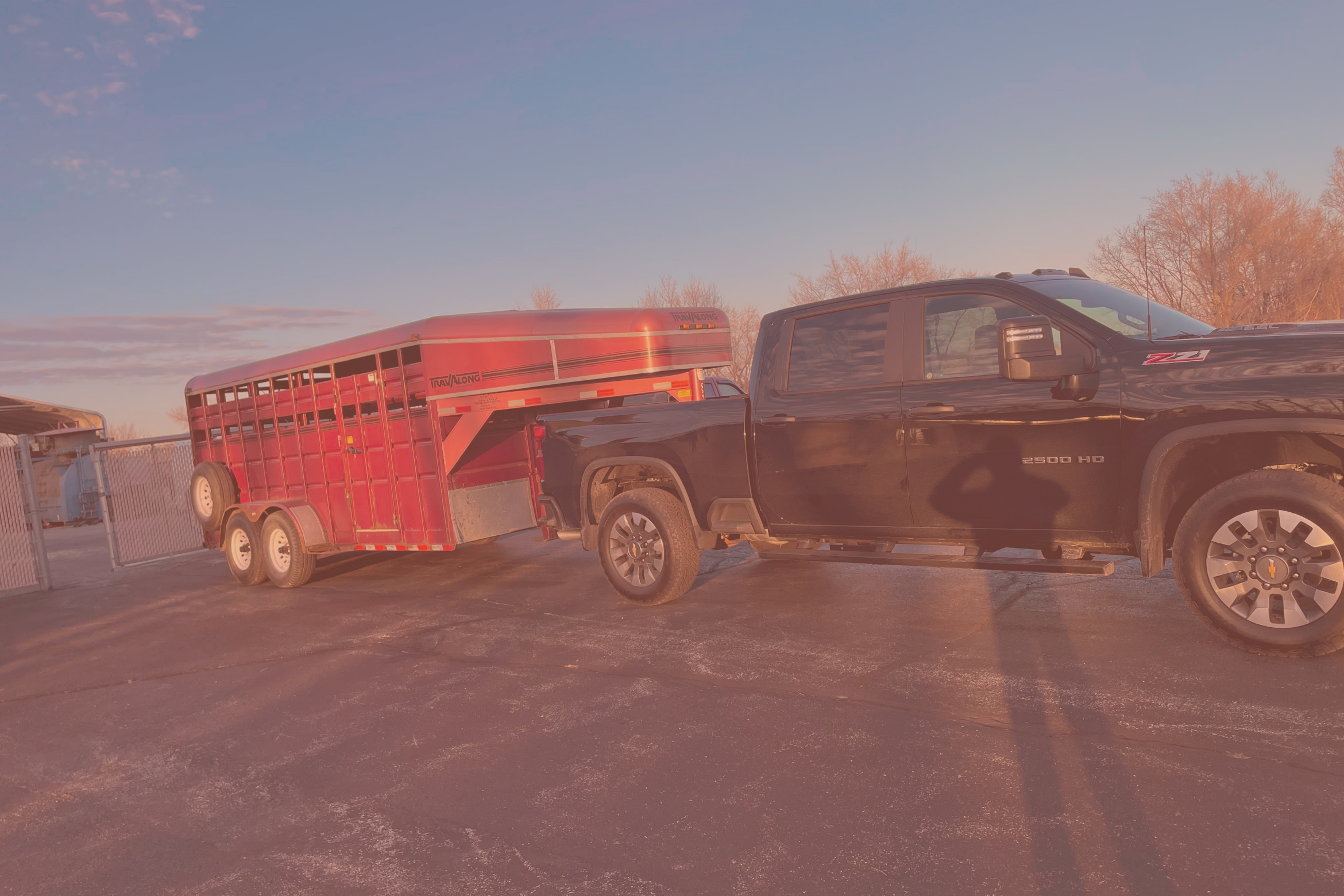 working truck with transport trailer